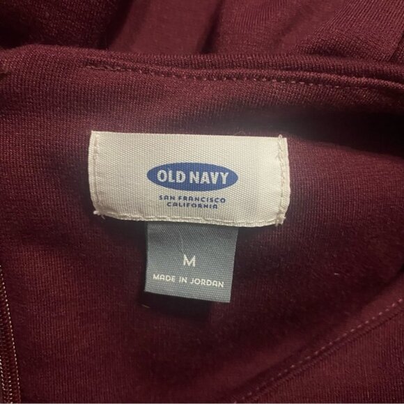 NWT Old Navy Maroon Burgundy 3/4 Ruffle Flute Sleeve Sheath Dress - Picture 4 of 5